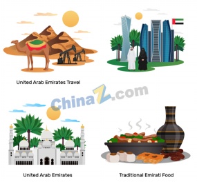 阿联酋旅游插图矢量素材